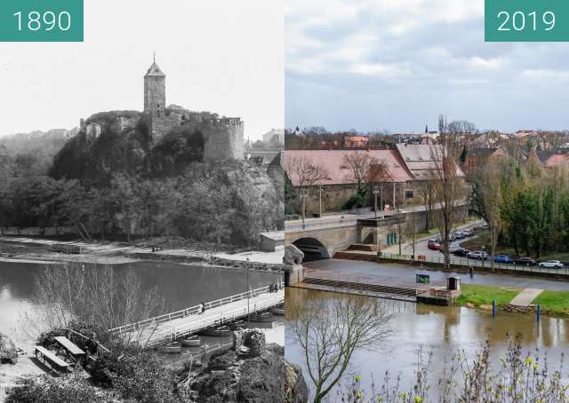 Image avant-après de Burg Giebichenstein entre 1890 et 19 mars 2019