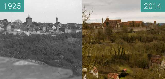 Before-and-after picture of Rothenburg ob der Tauber - 1930/2014 between 1925 and 2014-Feb-07