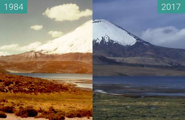 Before-and-after picture of VOLCAN PARINACOTA between 1984 and 2017