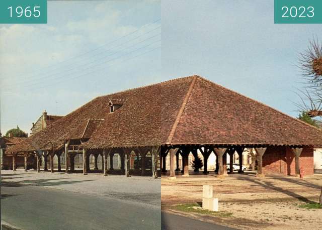 Before-and-after picture of Halle de Brienne-le-Château, France between 1965 and 2023-Dec-27