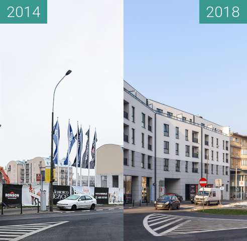 Before-and-after picture of Ulica Kościelna between 2014-Dec-10 and 2018-Jan-23