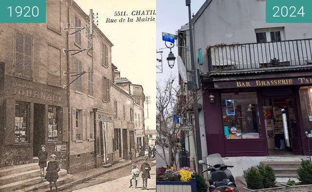 Image avant-après de Châtillon - rue de la mairie entre 1920 et 8 nov. 2024