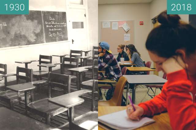 Vorher-Nachher-Bild von 1930 Classroom - 2018 Classroom zwischen 1930 und 2018