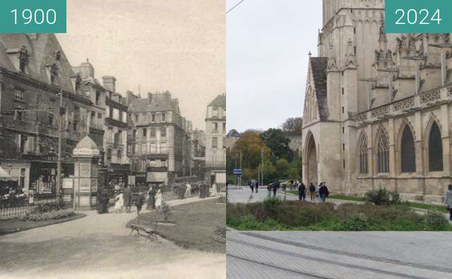 Before-and-after picture of Place Saint-Pierre between 1900 and 11/2024