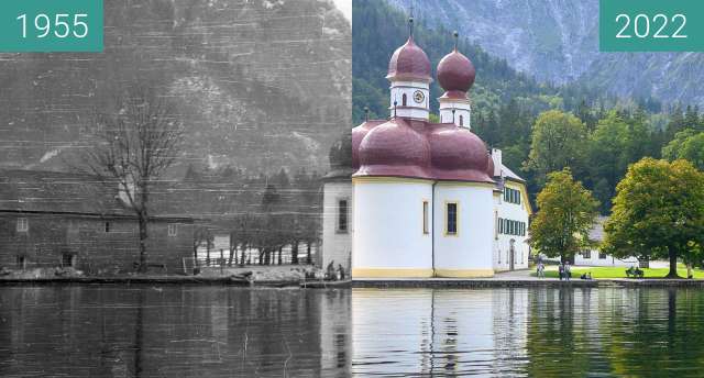 Image avant-après de St. Bartholomäus at Königssee entre 1955 et 7 sep. 2022