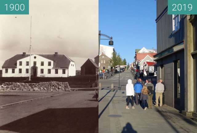 Vorher-Nachher-Bild von Reykjavík, Regierungsgebäude zwischen 1900 und 28.05.2019