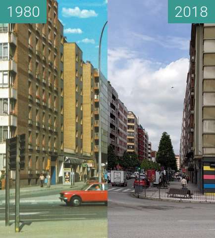 Image avant-après de Calle Valentín Masip en Oviedo entre 1980 et 7 juin 2018