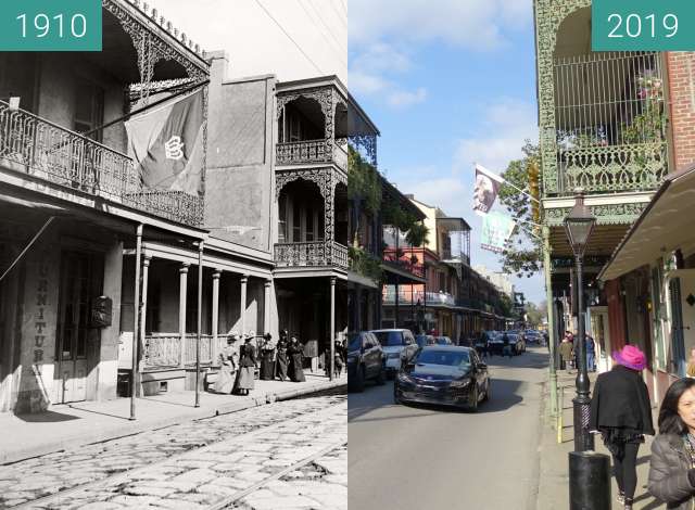 Image avant-après de Royal Street entre 1910 et 4 mars 2019