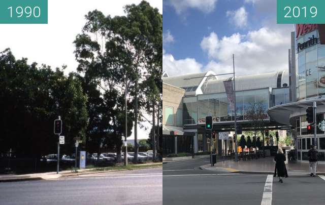 Before-and-after picture of Riley Street, Penrith between 1990 and 2019