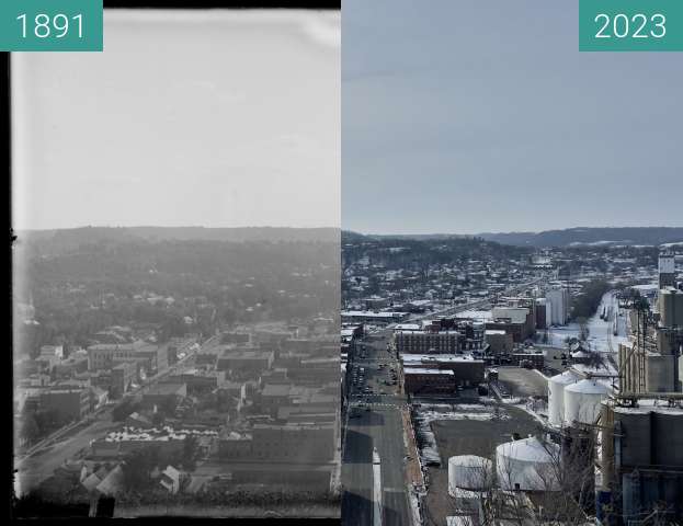 Image avant-après de Red Wing from Barn Bluff: 1891-2023 entre 1891 et 14 jan. 2023