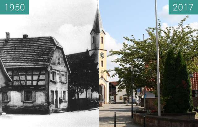 Before-and-after picture of Eisenbahnstraße 91, 76744 Maximiliansau between 1950 and 2017-Sep-03