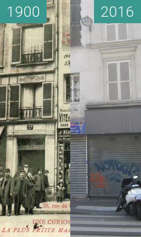 Before-and-after picture of Smallest house of Paris between 1900 and 2016-Oct-16